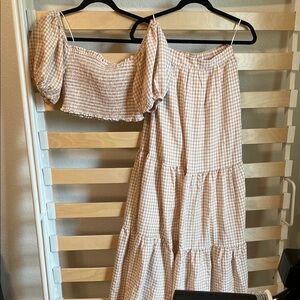 Gingham Off-Shoulder Dress Set